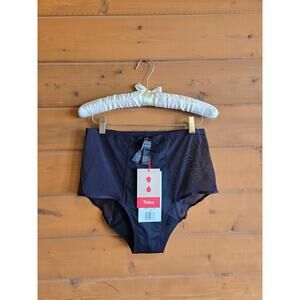 Thinx Period Panty Comfort Stretch High Waist NWT L Black Leakproof Mesh Panel